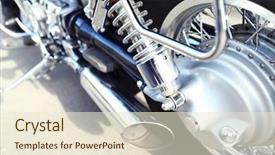  Presentation with shock absorber - PPT theme having motorcycle shock absorber close-up background and a lemonade colored foreground