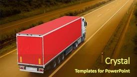  Presentation with logistics - Cool new presentation with automotive logistics - red truck on the highway backdrop and a tawny brown colored foreground