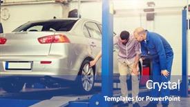  Presentation with mechanic car service repair maintenance - Colorful PPT theme enhanced with automotive wheele - auto service repair maintenance backdrop and a ocean colored foreground