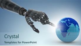  Presentation with black-hand - Theme having autonomic computing - cropped image of black hand background and a sky blue colored foreground