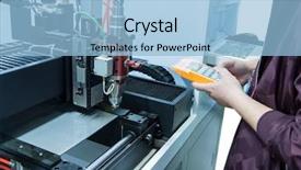  Presentation with sheet metal - PPT layouts having autonomic computing - hand holding smart pannel background and a light blue colored foreground