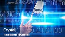  Presentation with touch screen technology - Slide deck featuring autonomic computing - hand of man pretending background and a ocean colored foreground