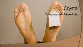  Presentation with autopsy - PPT theme having autopsy - dead feet background and a coral colored foreground