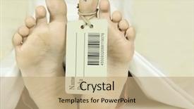  Presentation with autopsy - Presentation design having autopsy - human feet with toe tag background and a coral colored foreground