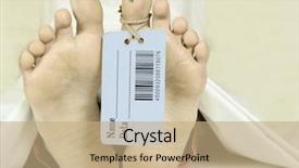  Presentation with autopsy - Theme consisting of autopsy - human feet with toe tag background and a coral colored foreground