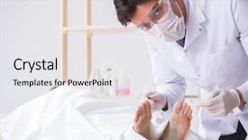  Presentation with autopsy - Presentation having autopsy - police coroner examining dead body background and a sky blue colored foreground