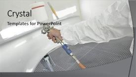  Presentation with automotive paint - Colorful slides enhanced with autoshop - closeup of paint airbrush lacking backdrop and a light gray colored foreground