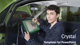  Presentation with knowing your students - Slides featuring autoshop - students doing car diagnostic background and a wine colored foreground