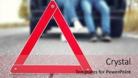  Presentation with traffic road - Theme having autoshop - traffic warning sign on road background and a coral colored foreground