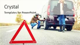  Presentation with traffic road - Presentation theme enhanced with autoshop - traffic warning sign on road background and a cream colored foreground