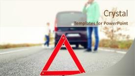  Presentation with traffic road - Beautiful presentation featuring autoshop - traffic warning sign on road backdrop and a cream colored foreground