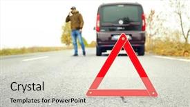  Presentation with traffic road - Slide set with autoshop - traffic warning sign on road background and a light gray colored foreground