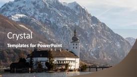  Presentation with castle - Cool new presentation design with autria-upperaustria-gmunden-traunlake-castle backdrop and a gray colored foreground