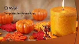  Presentation with flicking candles - Beautiful slides featuring autum candles on a brown backdrop and a coral colored foreground