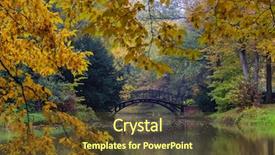  Presentation with autumn - Presentation design featuring autumn - old bridge in autumn background and a tawny brown colored foreground