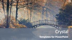  Presentation with misty - PPT theme enhanced with autumn - old bridge in autumn background and a gray colored foreground