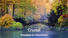  Presentation with old tv - Presentation theme featuring autumn - old bridge in autumn background and a ocean colored foreground