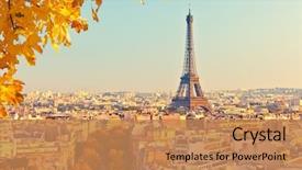  Presentation with eiffel tower paris france - Colorful presentation theme enhanced with autumn - view on eiffel tower backdrop and a coral colored foreground
