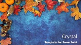  Presentation with harvest festival - Audience pleasing PPT theme consisting of autumn-abstract-background-border-composition backdrop and a ocean colored foreground