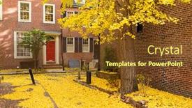  Presentation with philadelphia - Presentation theme with autumn-alleyway-in-a-traditional background and a tawny brown colored foreground