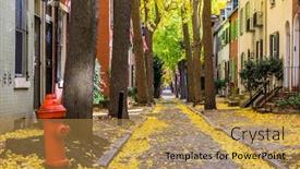  Presentation with philadelphia - Audience pleasing PPT theme consisting of autumn-alleyway-in-a-traditional backdrop and a gold colored foreground