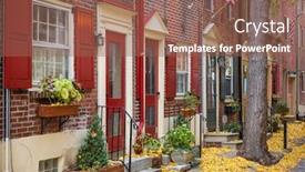  Presentation with philadelphia - Audience pleasing slides consisting of autumn-alleyway-in-a-traditional backdrop and a violet colored foreground