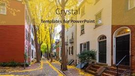  Presentation with neighborhood - Cool new presentation theme with autumn-alleyway-in-a-traditional backdrop and a yellow colored foreground