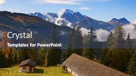  Presentation with alpine - Presentation theme enhanced with autumn-alpine-landscape-with-colorful background and a ocean colored foreground