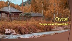  Presentation with autumn morning - Slides having autumn at mountain village morning fog at river background and a tawny brown colored foreground