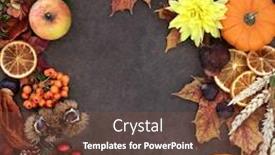  Presentation with flowers border - Beautiful theme featuring autumn-background-border-with-food backdrop and a tawny brown colored foreground