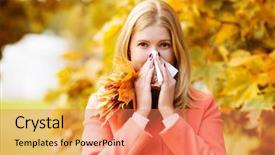  Presentation with influenza vaccine - Beautiful slides featuring autumn background fall flu backdrop and a coral colored foreground