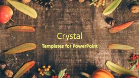  Presentation with old wooden table food - Cool new slide set with autumn-background-fallen-leaves backdrop and a tawny brown colored foreground