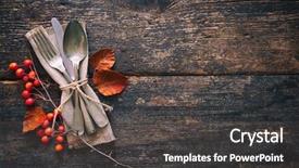  Presentation with table setting - Amazing presentation theme having thankgiving card - autumn background from fallen leaves backdrop and a dark gray colored foreground