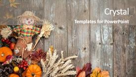  Presentation with decoration - Beautiful PPT theme featuring autumn background with a scarecrow backdrop and a gray colored foreground