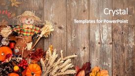  Presentation with decoration - Audience pleasing slide set consisting of autumn background with a scarecrow backdrop and a coral colored foreground