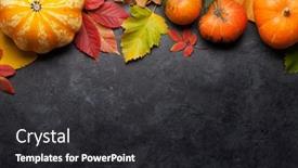  Presentation with leaves flat lay - Slide set having autumn background with colorful leaves and pumpkins on stone backdrop top view with copy space flat lay background and a dark gray colored foreground