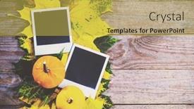  Presentation with memories - Slide set consisting of autumn background with colorful leaves background and a yellow colored foreground