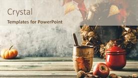  Presentation with tea coffee - Amazing PPT theme having autumn-background-with-cup backdrop and a lemonade colored foreground