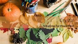  Presentation with pinecones - PPT layouts enhanced with colorful leaves ripe pumpkins pinecones background and a gold colored foreground