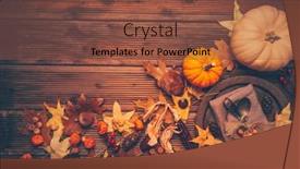  Presentation with autumn leaves - Presentation consisting of autumn-background-with-pumpkins-cutlery background and a tawny brown colored foreground