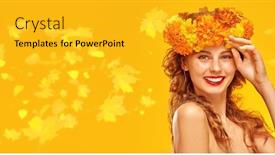  Presentation with autumn leaves falling - PPT layouts having autumn-beauty-colors-of-autumn background and a gold colored foreground