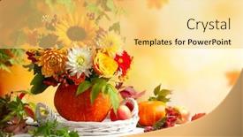  Presentation with berries - Presentation design having autumn-bouquet-of-beautiful-flowers background and a yellow colored foreground