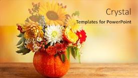  Presentation with berries - Amazing PPT layouts having autumn-bouquet-of-beautiful-flowers backdrop and a yellow colored foreground