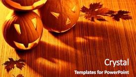 Presentation with scary halloween - Audience pleasing slides consisting of picture of halloween glowing pumpkins backdrop and a crimson colored foreground