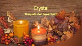  Presentation with candle - Slides featuring autumn candle over wooden background background and a tawny brown colored foreground