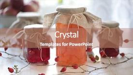  Presentation with canning jars - Cool new PPT theme with autumn canning jars with jam backdrop and a coral colored foreground