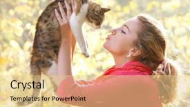  Presentation with cat - Audience pleasing presentation design consisting of cats girls - young attractive girl with cat backdrop and a lemonade colored foreground