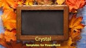  Presentation with autumn blue - Audience pleasing slides consisting of autumn-chalkboard-and-leaves backdrop and a tawny brown colored foreground