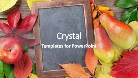  Presentation with chalkboard - Amazing slide set having autumn chalkboard background with fruits and colorful leaves top view with copyspace for your text backdrop and a gray colored foreground
