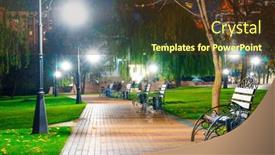  Presentation with park night city - Presentation theme consisting of autumn-city-park-at-night background and a tawny brown colored foreground